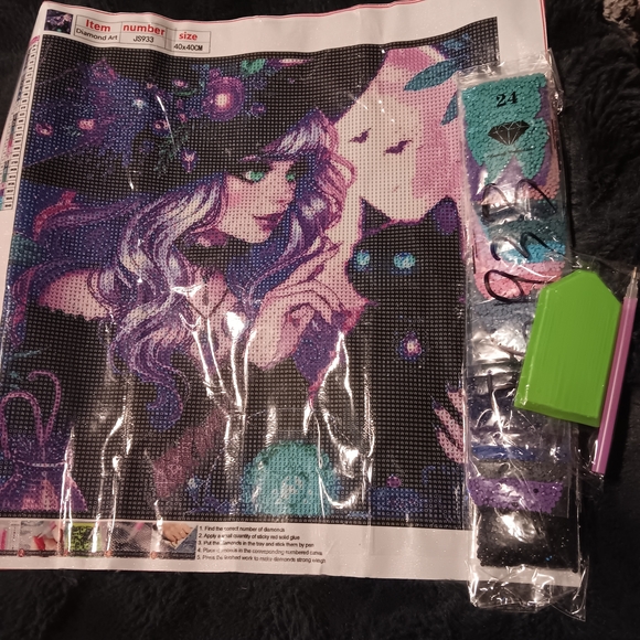 Mystical Witch And Black Cat Diamond Painting Kit 40x40 - Picture 4 of 5